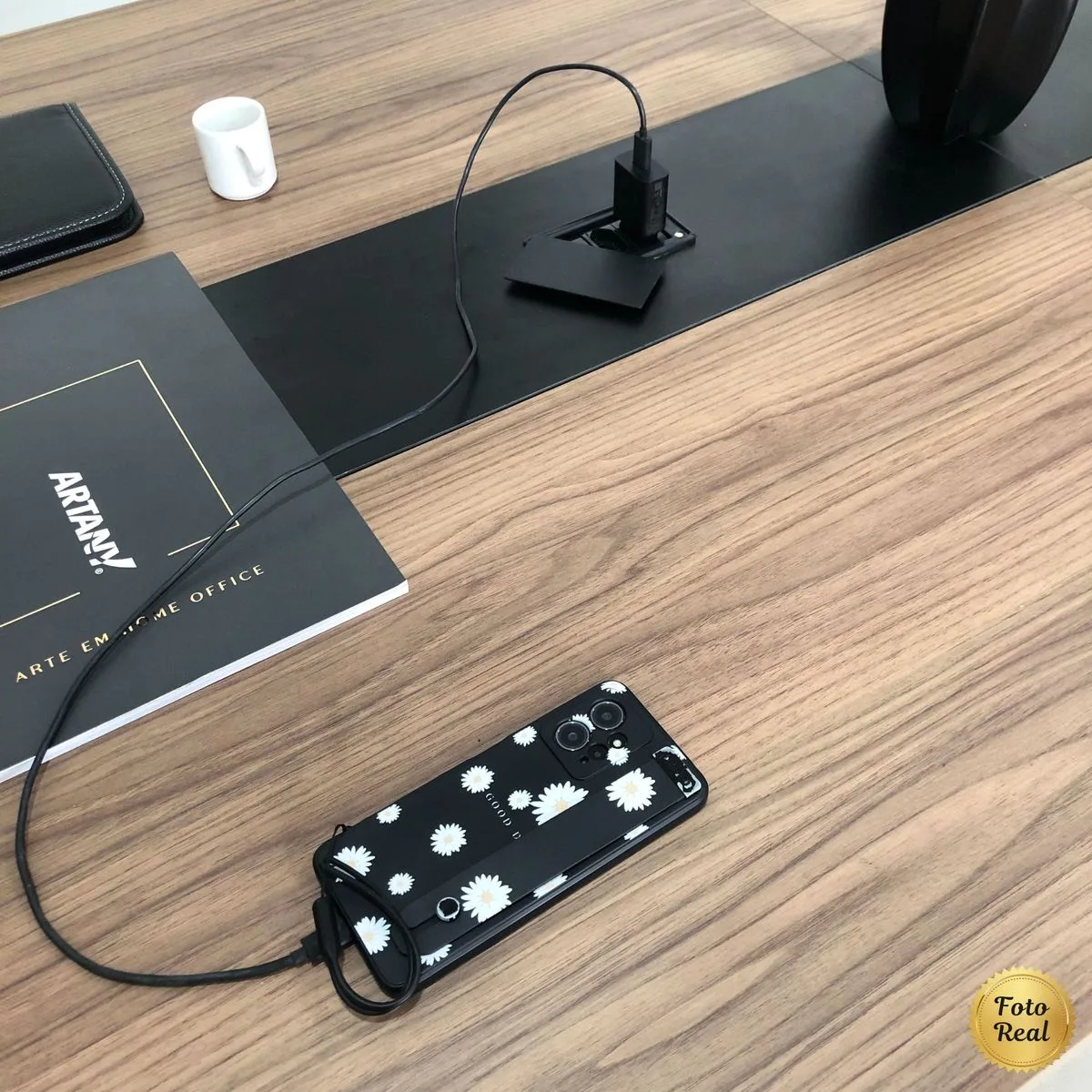 Mesa de Reunião Modular Y37 - Nogal/Preto