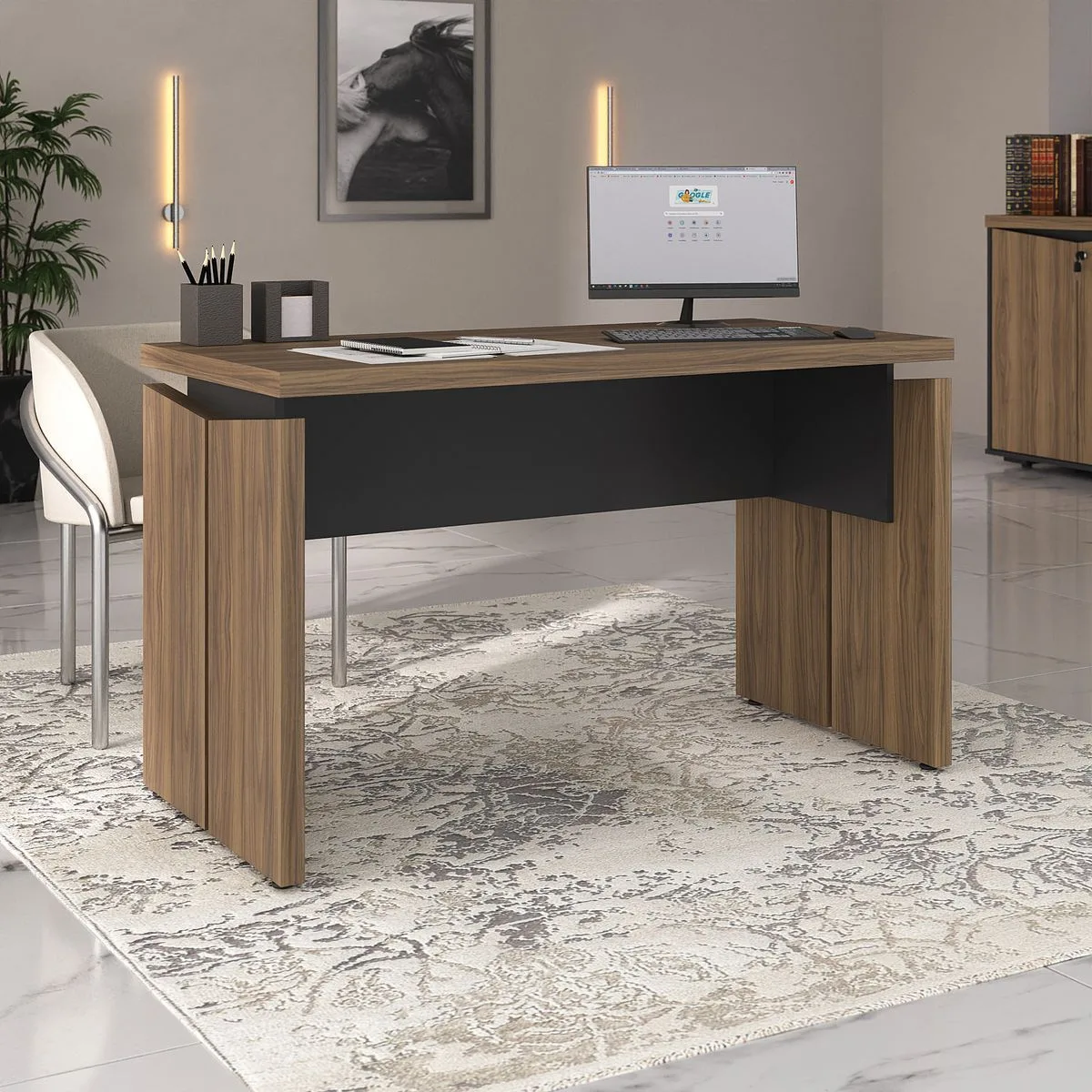 Mesa Operacional 1250 na cor Y37 - Nogal/Preto