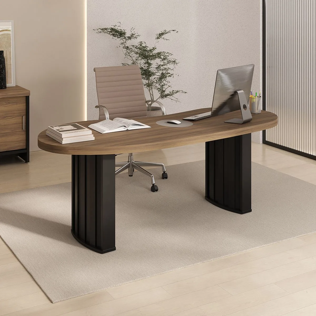 Mesa Tamburaro Organic na cor Nogal/Preto