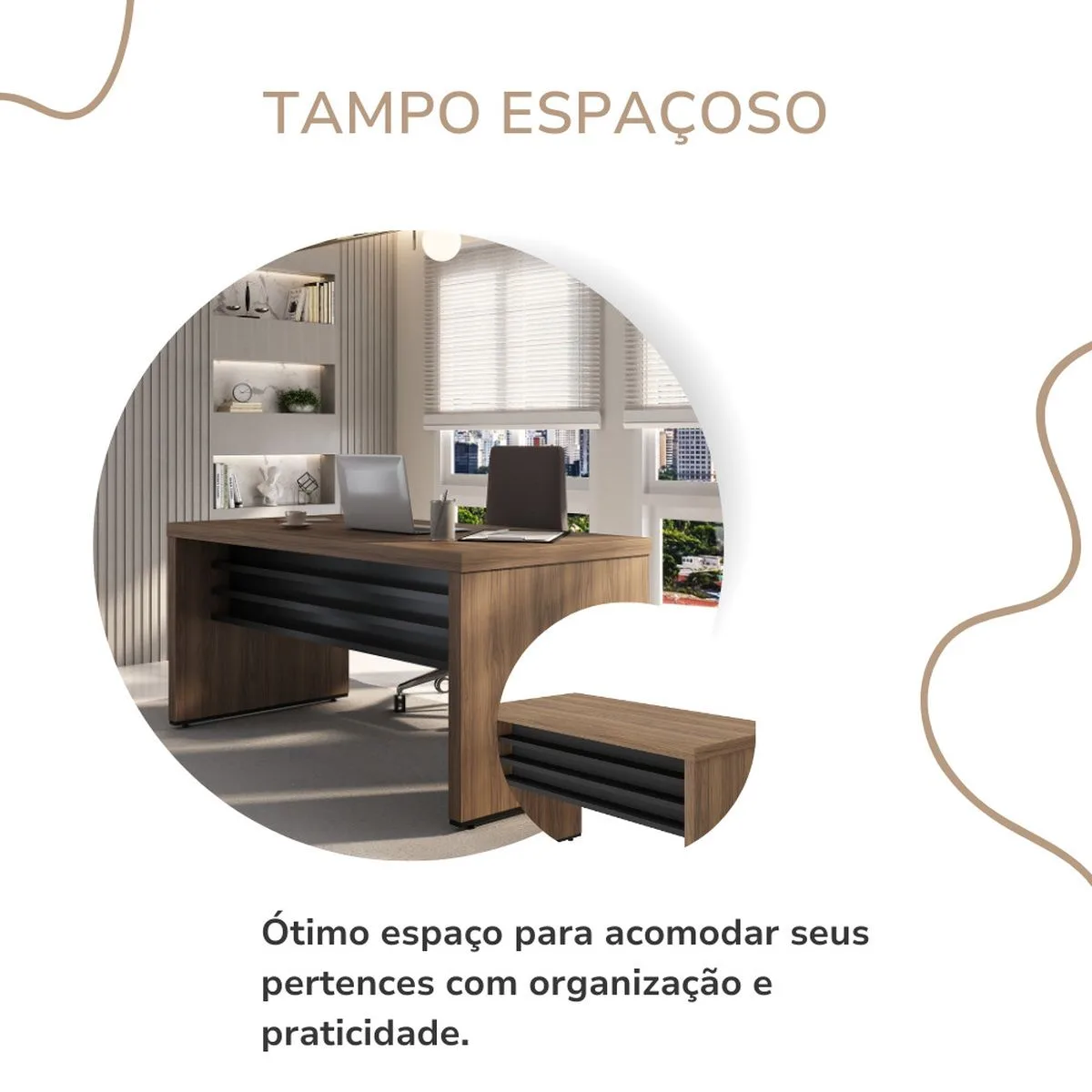 Mesa Tamburato 1400 - Nogal/Preto