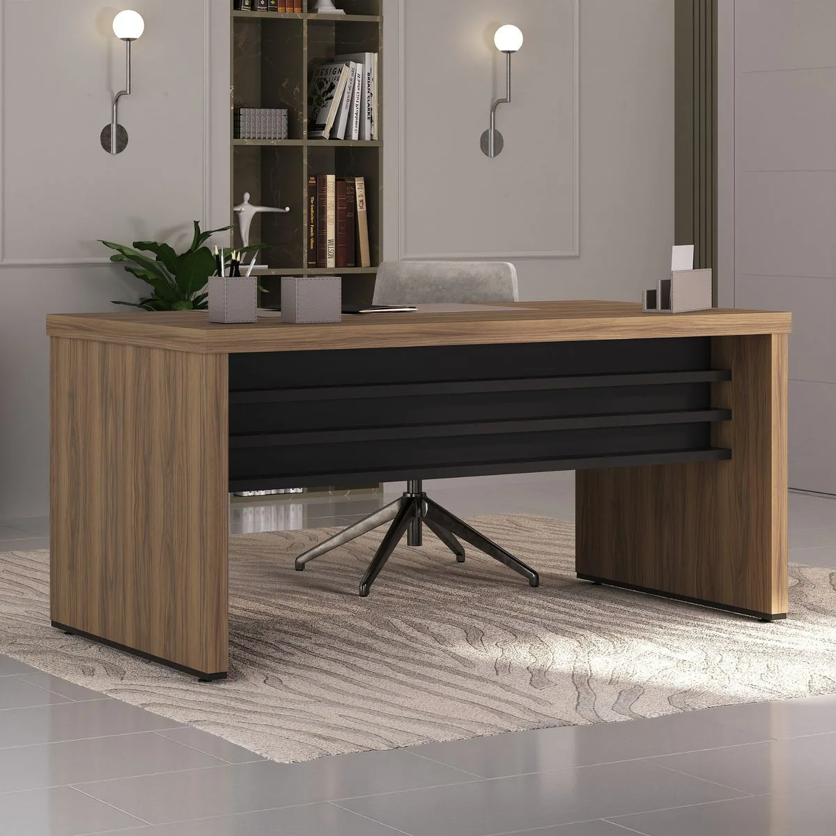 Mesa Tamburato 1600 na cor Nogal/Preto