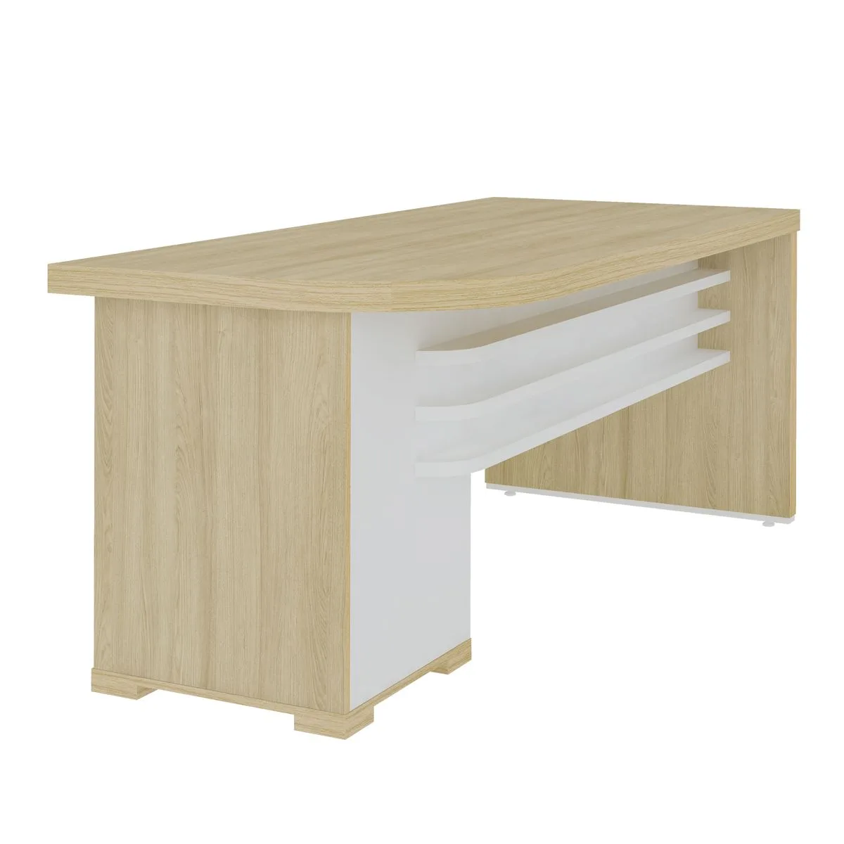 Mesa Tamburato com Gavetas LD - Carvalho/Branco - 4 - Móveis Curitiba | Moveirama