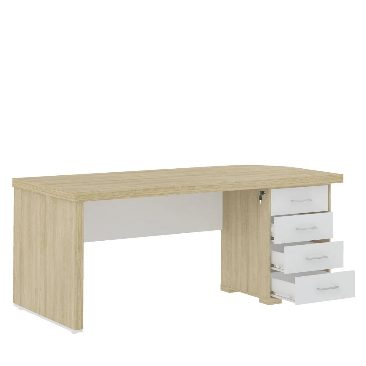 Mesa Tamburato com Gavetas LD - Carvalho/Branco - 5 - Móveis Curitiba | Moveirama