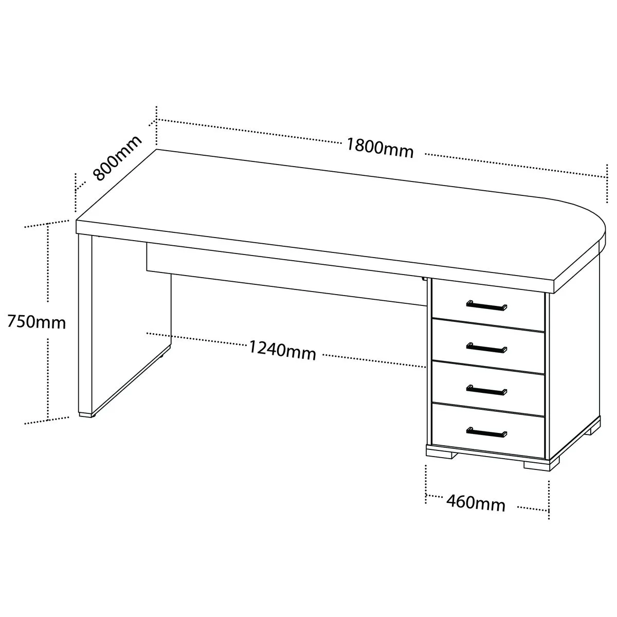 Mesa Tamburato com Gavetas LD - Carvalho/Branco - 6 - Móveis Curitiba | Moveirama