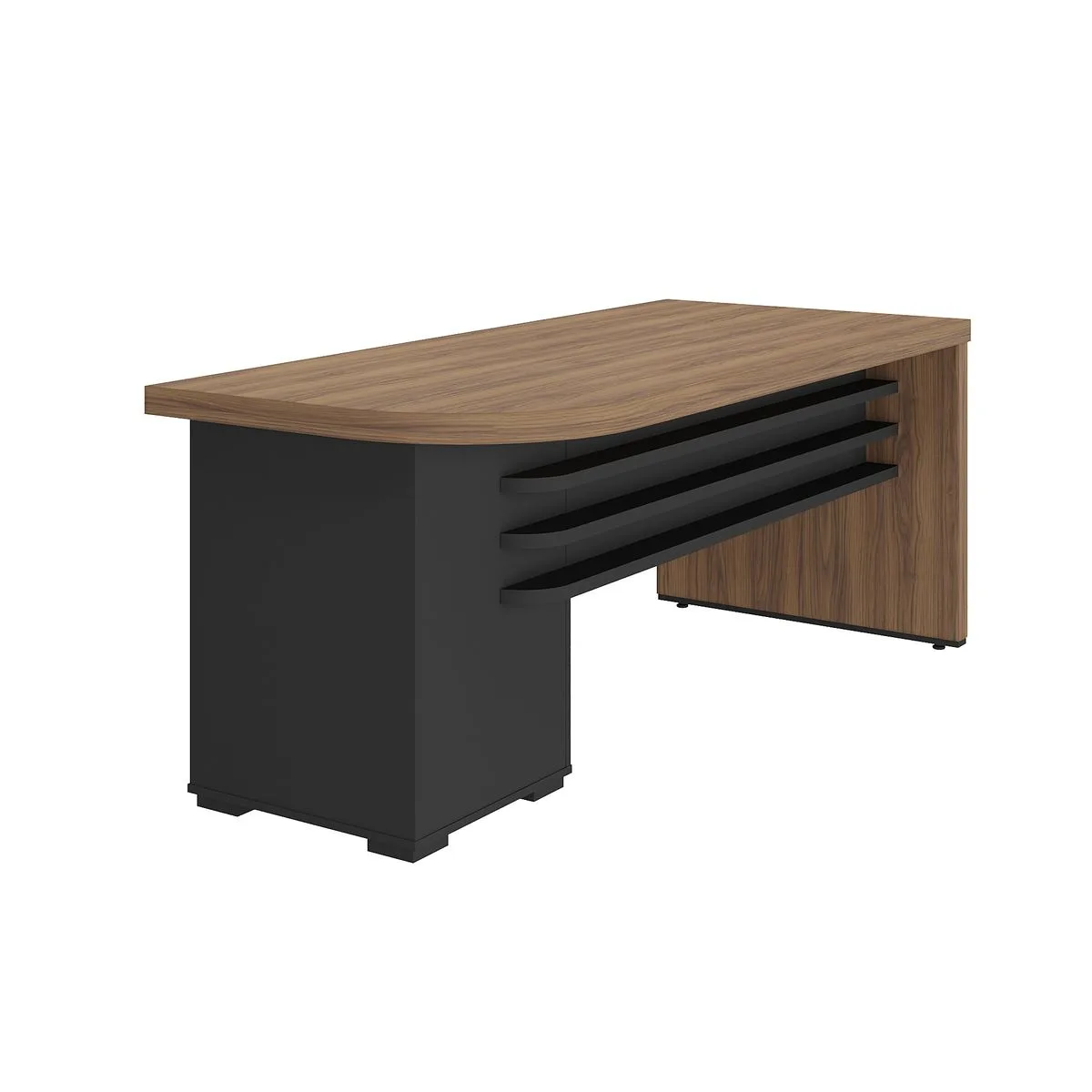 Mesa Tamburato com Gavetas LD - Nogal/Preto - 4 - Móveis Curitiba | Moveirama