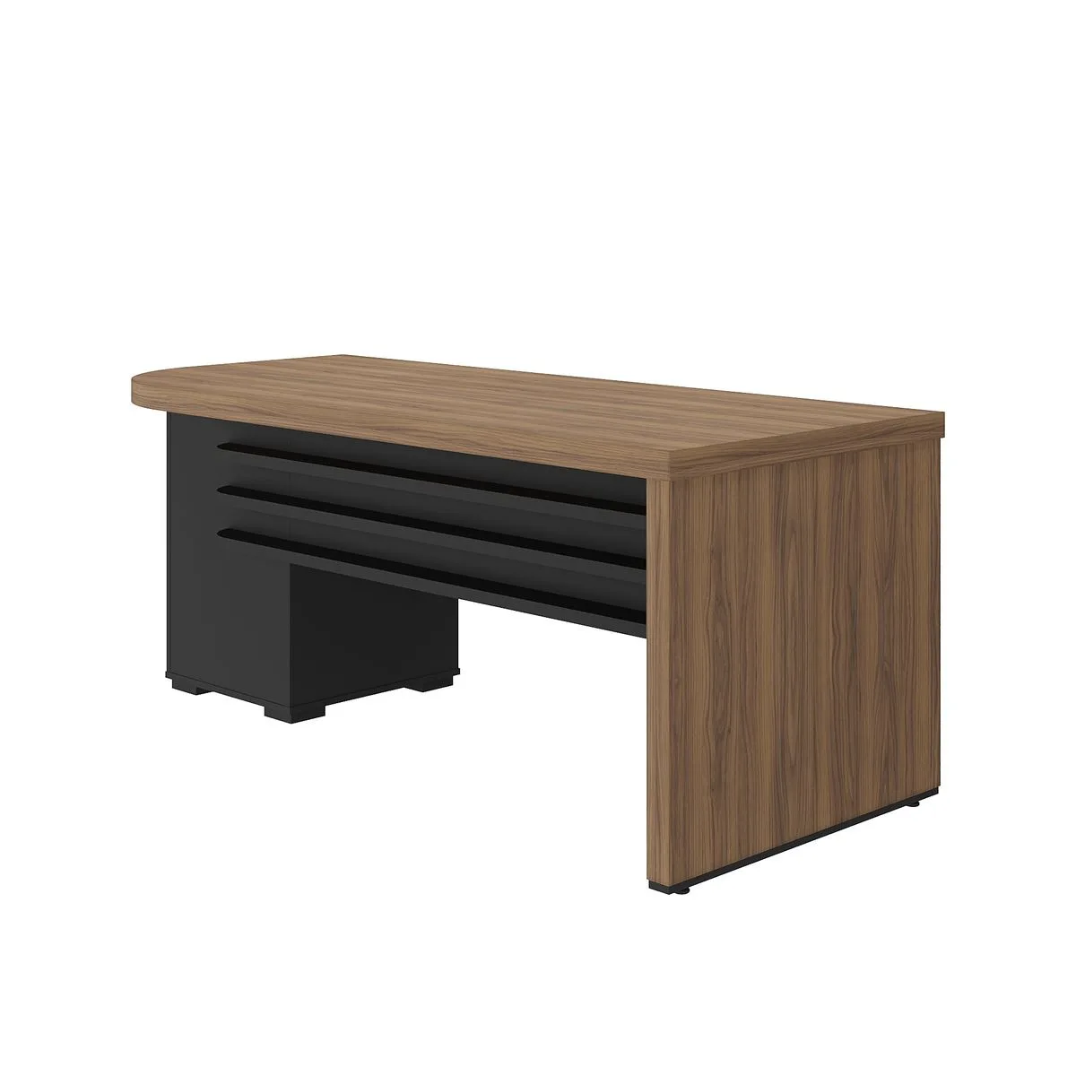 Mesa Tamburato com Gavetas LD - Nogal/Preto - 5 - Móveis Curitiba | Moveirama