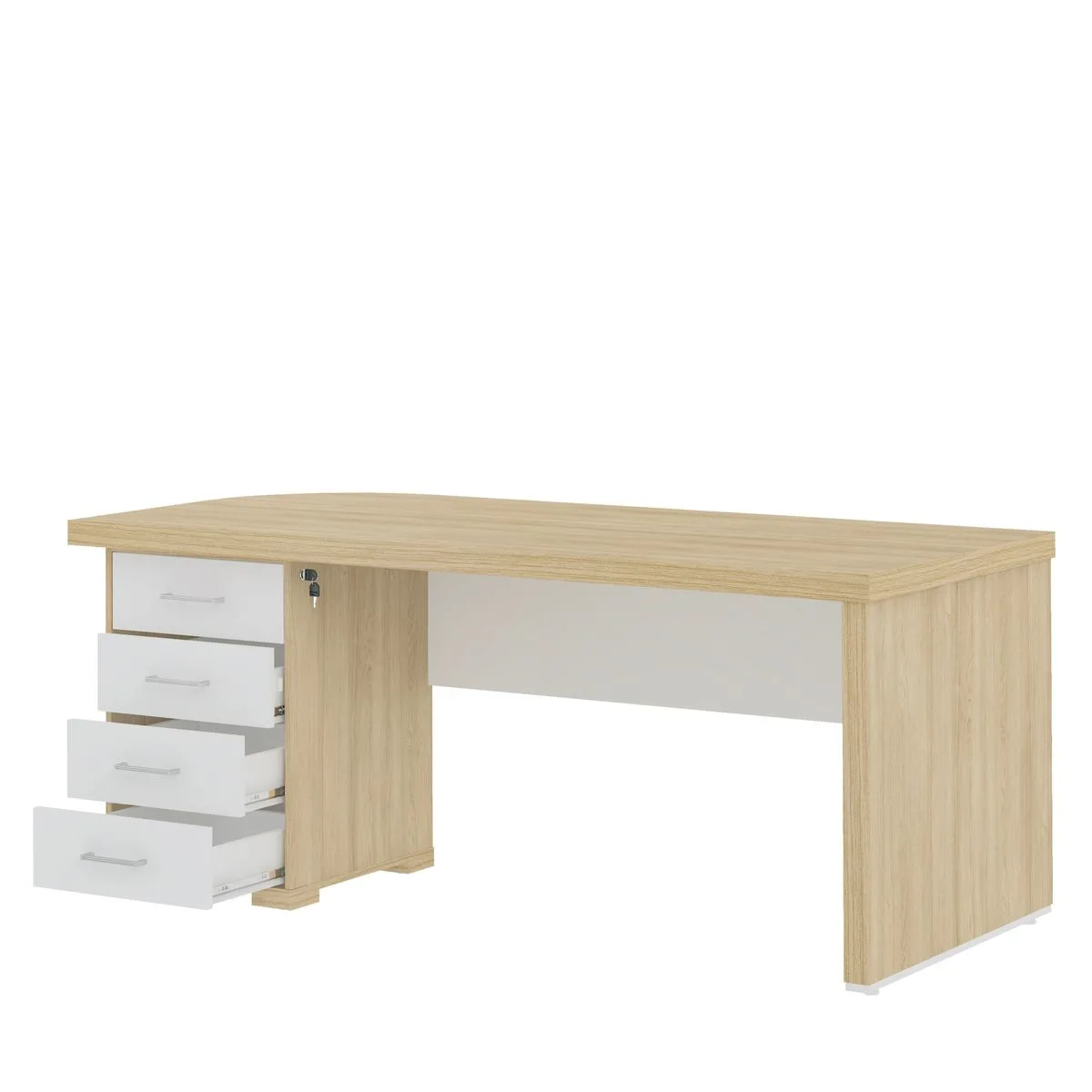 Mesa Tamburato com Gavetas LE - Carvalho/Branco - 6 - Móveis Curitiba | Moveirama