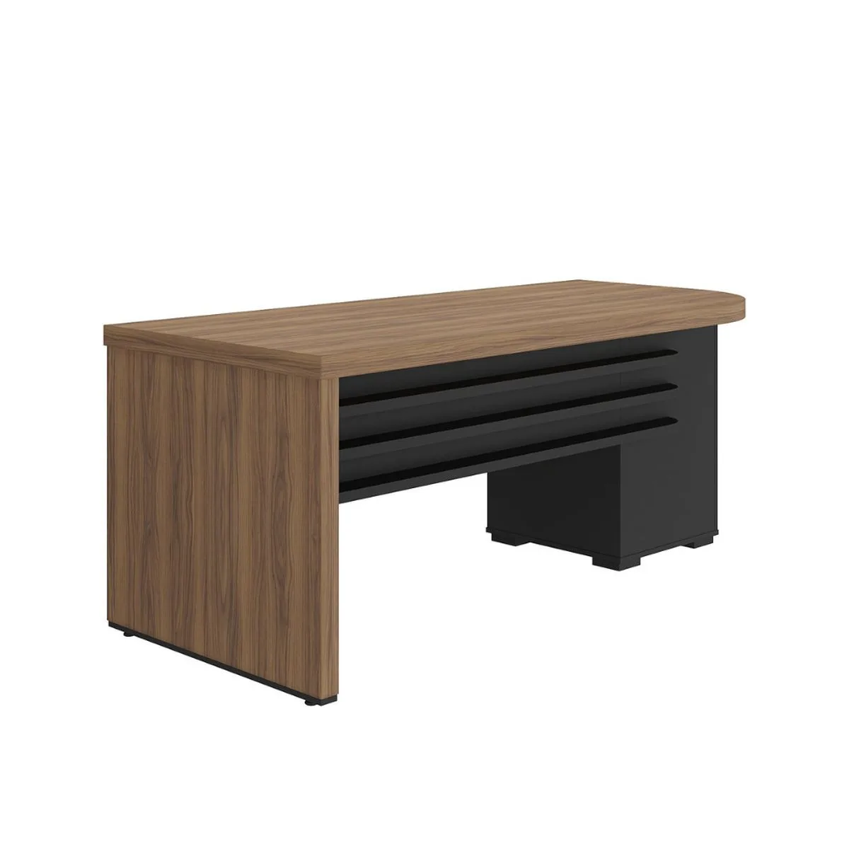 Mesa Tamburato com Gavetas LE - Nogal/Preto - 5 - Móveis Curitiba | Moveirama