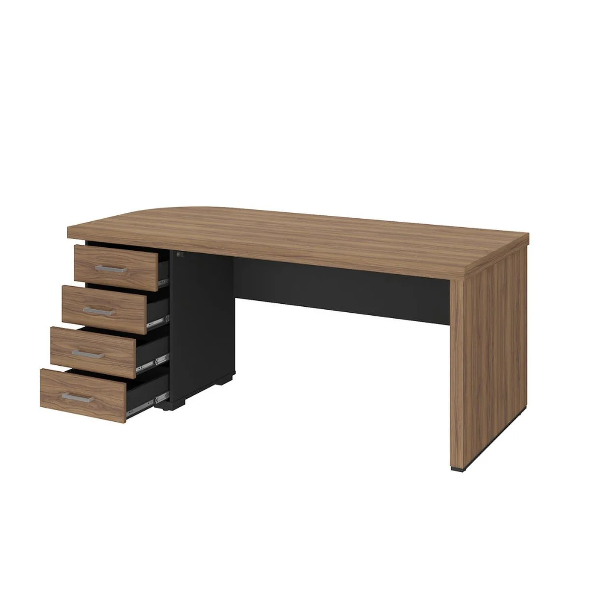 Mesa Tamburato com Gavetas LE - Nogal/Preto - 6 - Móveis Curitiba | Moveirama