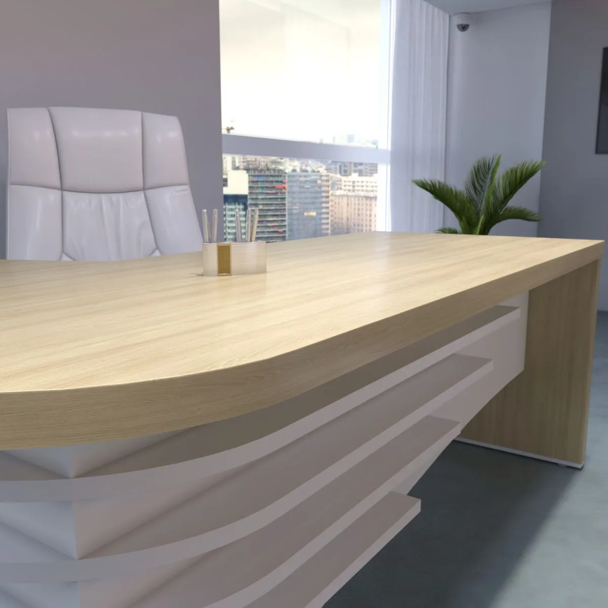 Mesa Tamburato Diretor Ld - Carvalho/Branco