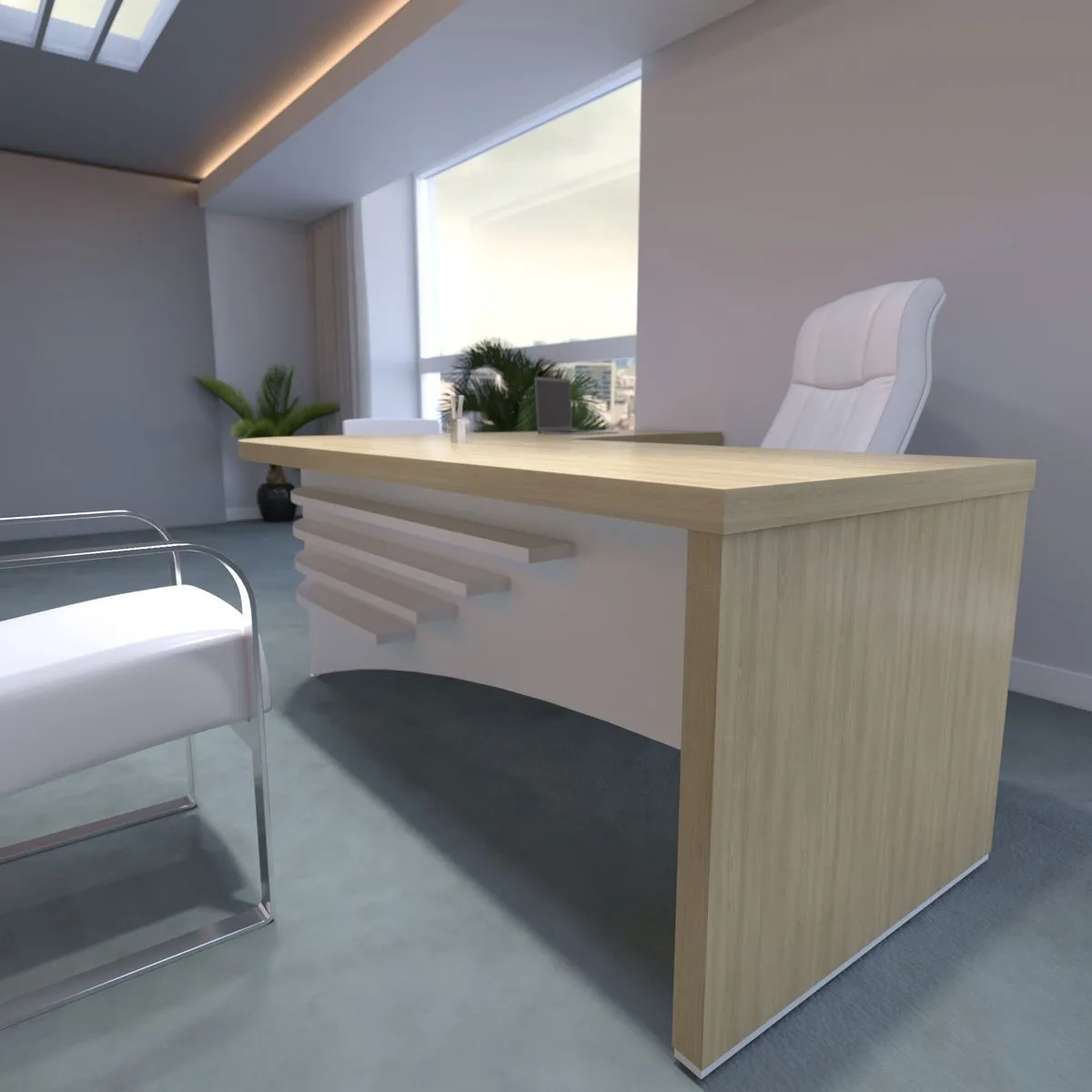 Mesa Tamburato Diretor Ld - Carvalho/Branco