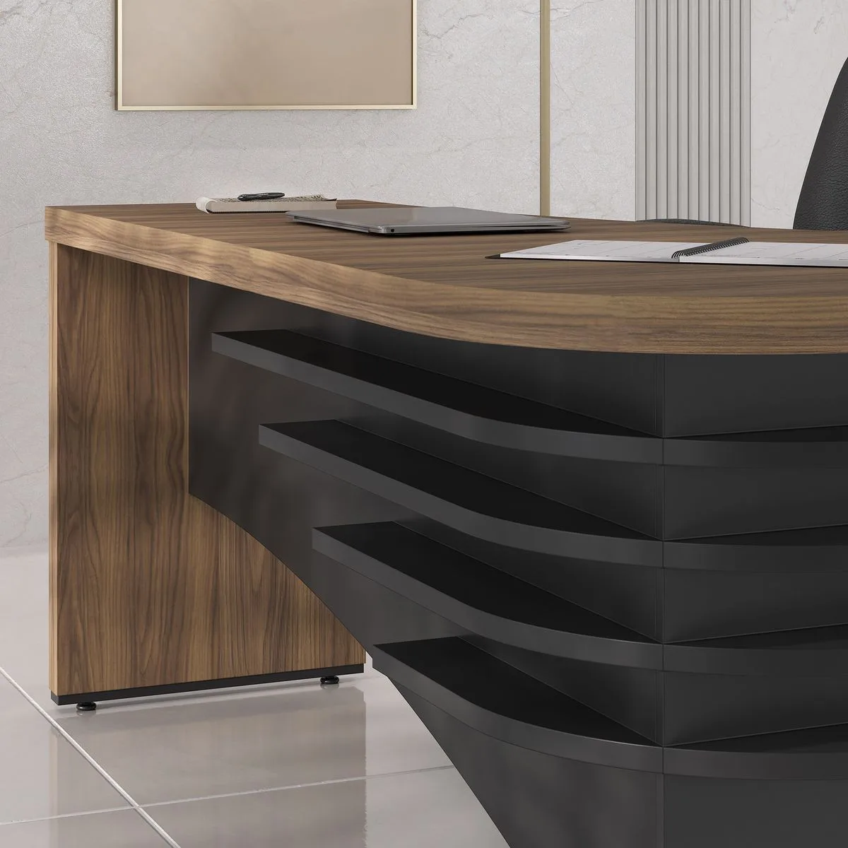 Mesa Tamburato Diretor Ld - Nogal/Preto