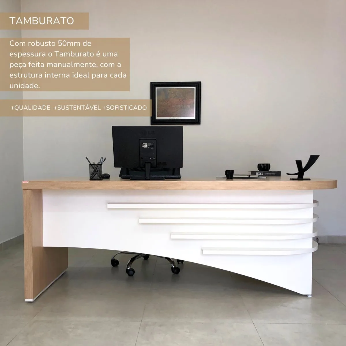 Mesa Tamburato Diretor Le - Carvalho/Branco