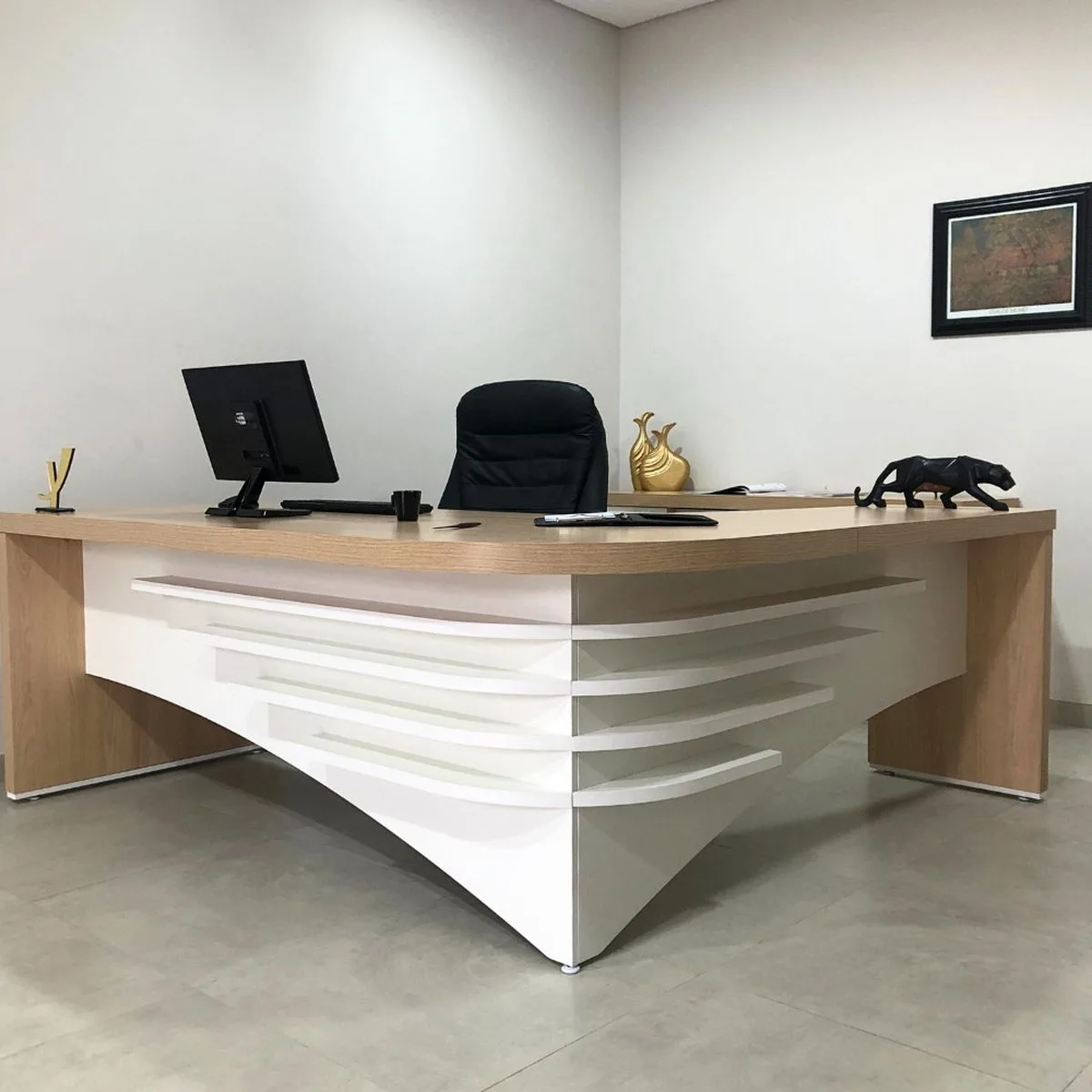 Mesa Tamburato Diretor Le - Carvalho/Branco