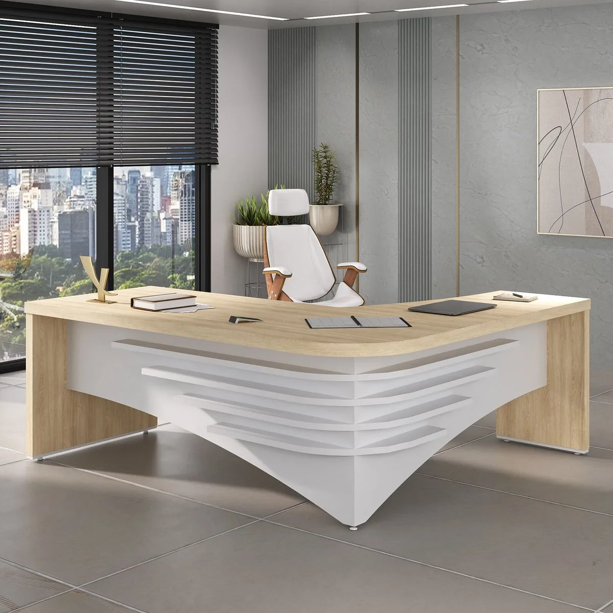 Mesa Tamburato Diretor Le - Carvalho/Branco