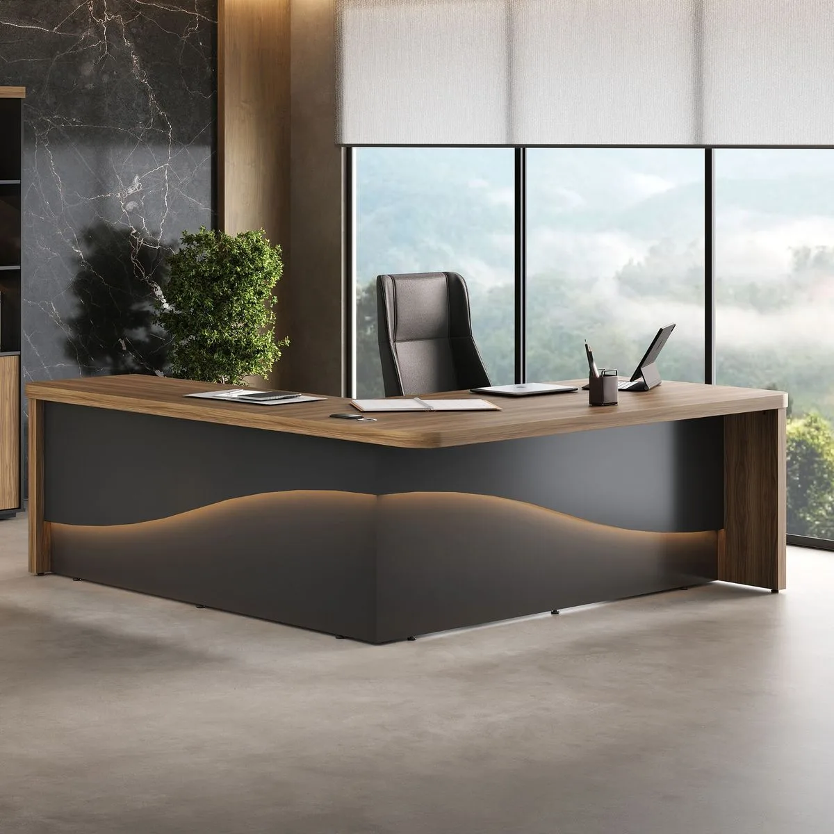 Mesa Tamburato Supreme Ld - Nogal/Preto - 11 - Móveis Curitiba | Moveirama