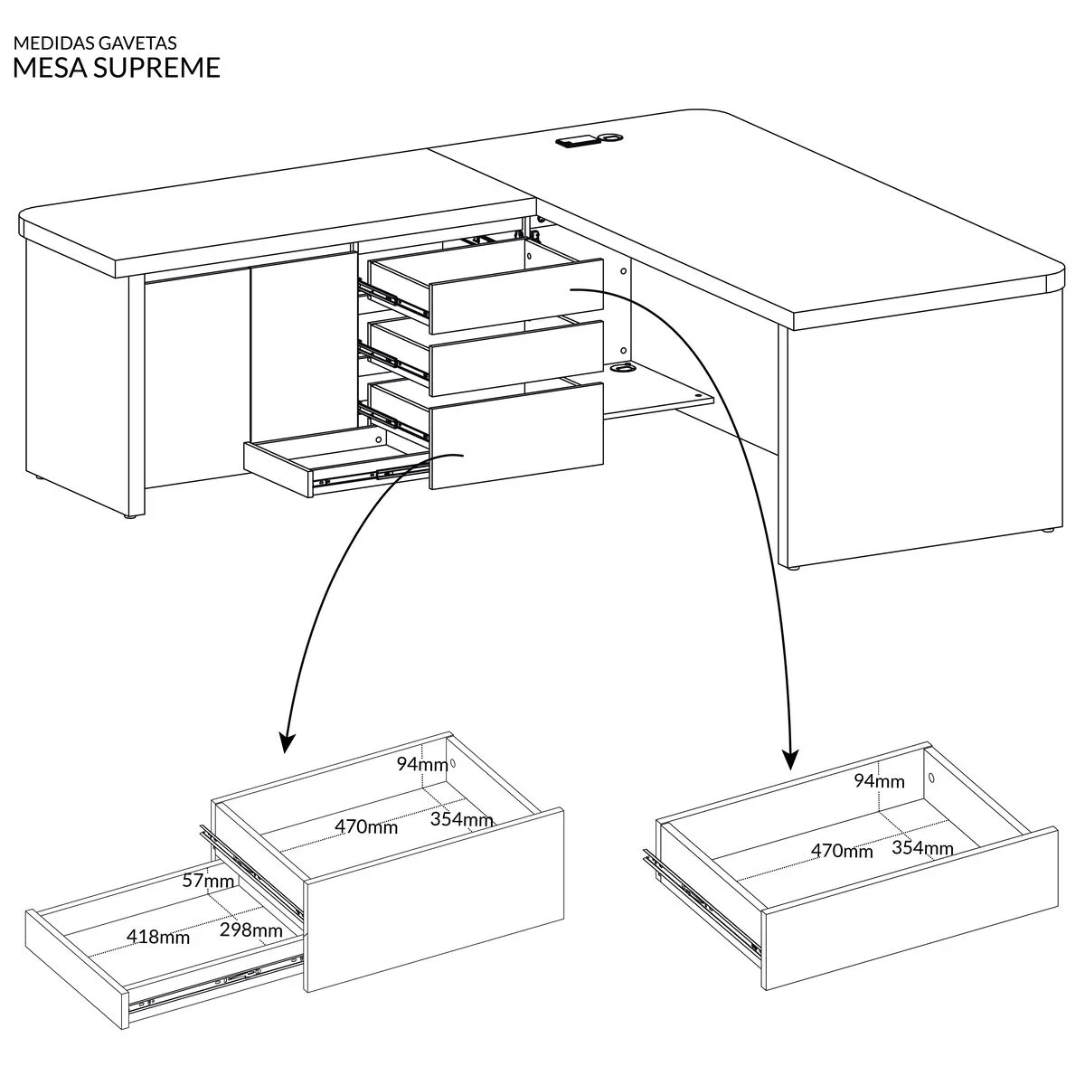 Mesa Tamburato Supreme Le - Carvalho/Branco