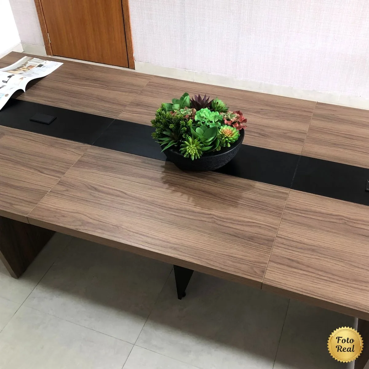 Módulo Mesa de Reunião Y37 - Nogal/Preto - 5 - Móveis Curitiba | Moveirama