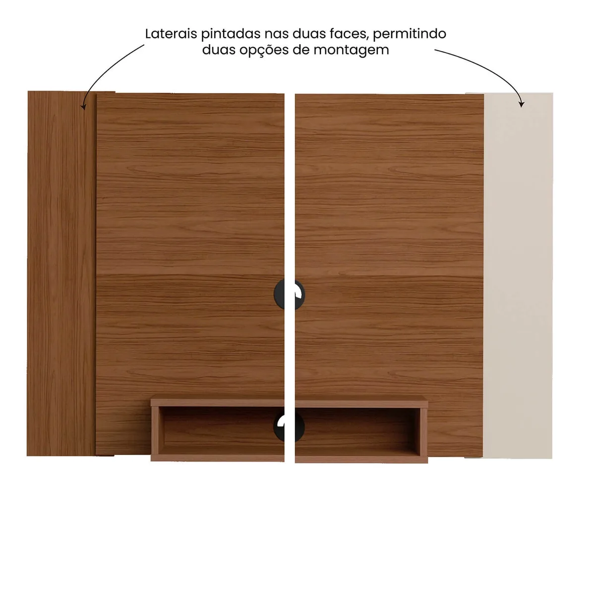 Painel Cine - Cedro Ou Cedro / Off White - 6 - Móveis Curitiba | Moveirama