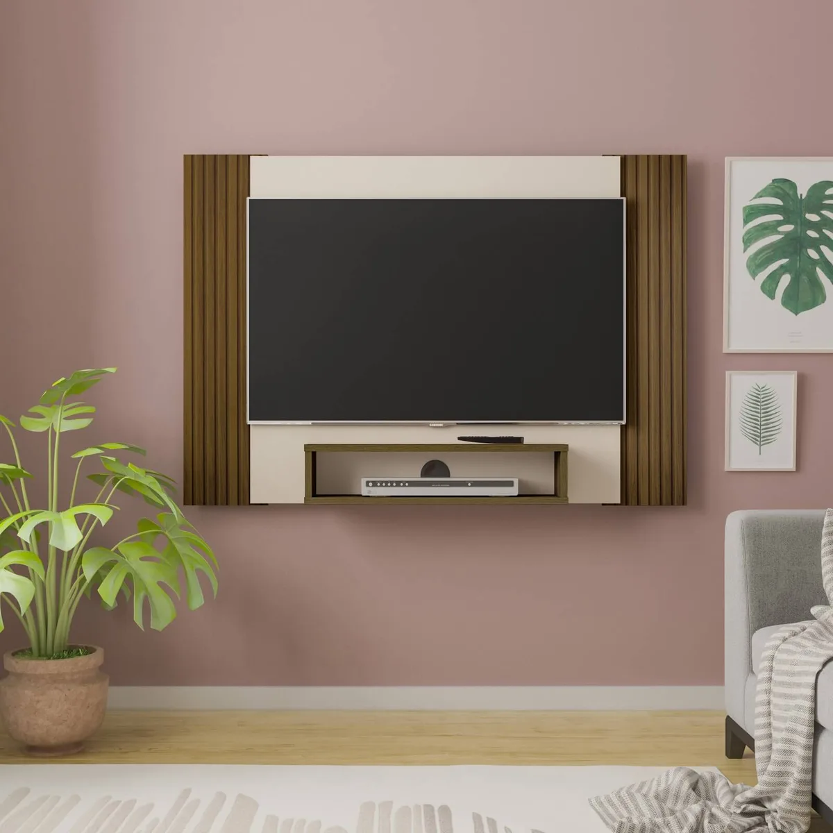 Painel Cine - Pinho C / Off White para TV até 47 polegadas - 2 - Móveis Curitiba | Moveirama