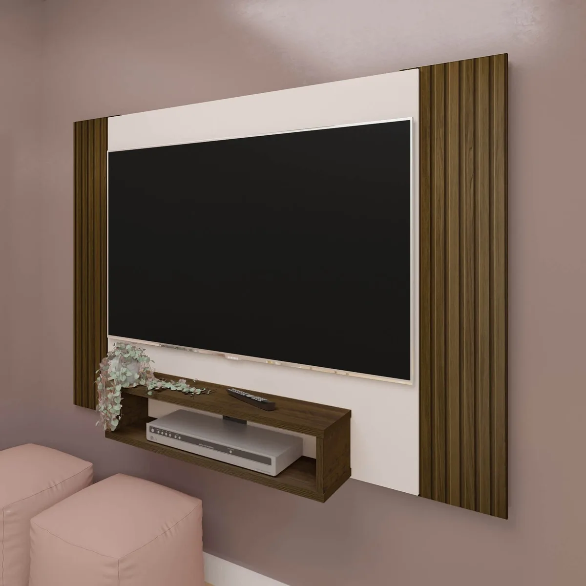 Painel Cine - Pinho C / Off White para TV até 47 polegadas - 3 - Móveis Curitiba | Moveirama
