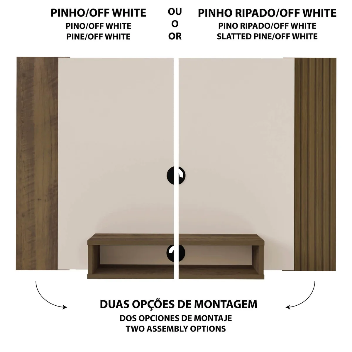 Painel Cine - Pinho C / Off White - 6 - Móveis Curitiba | Moveirama