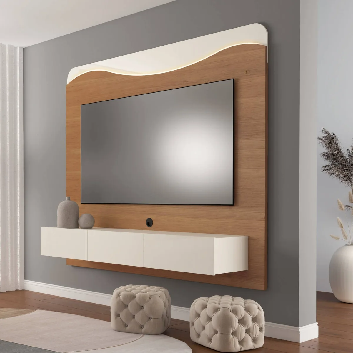 Painel Lumiere para TV até 75 polegadas - Cinamomo C / Off White