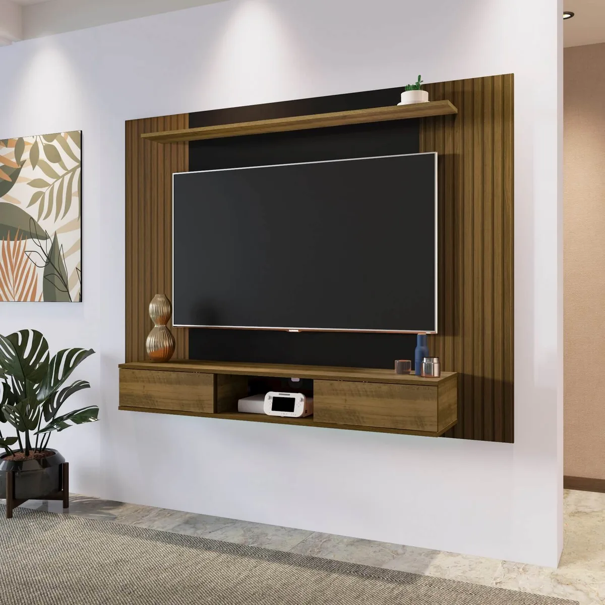 Painel Nevada para TV até 75 polegadas - Pinho C / Preto