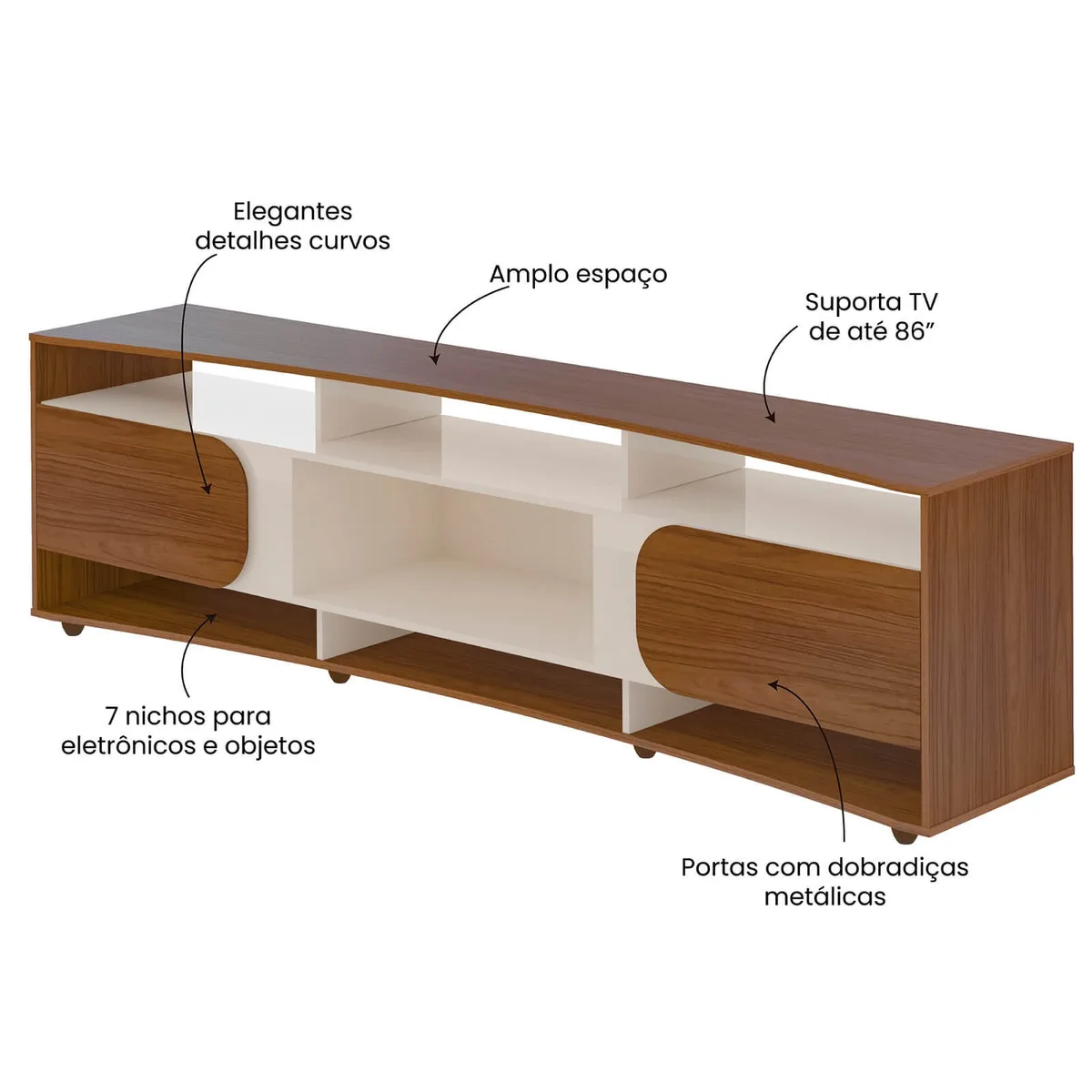 Rack Elegance - Cedro C / Off White - 12 - Móveis Curitiba | Moveirama