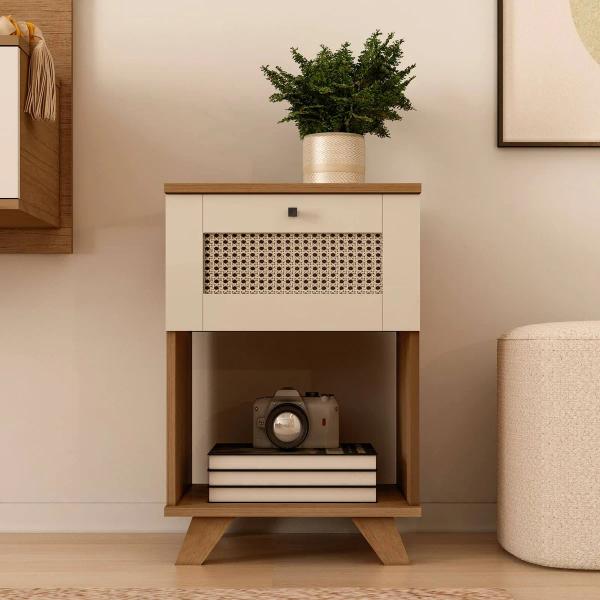 Mesa de Apoio Trama cinamomo e off white com pronta entrega em Curitiba | Moveirama